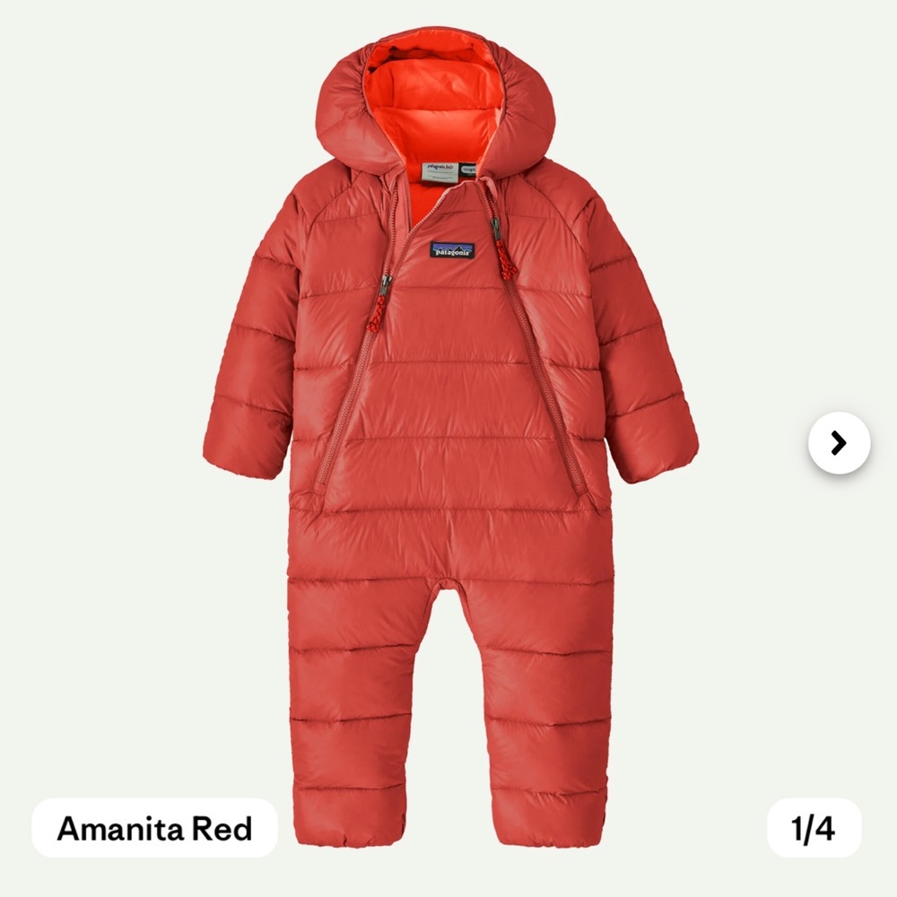 PATAGONIA Infant Hi-Loft Down Sweater Bunting in Amanita Red (18-24mo)